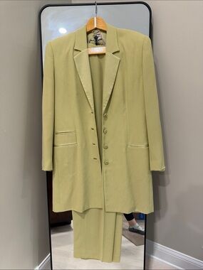 Oris Olive Green Three-Piece Suit with Longline Blazer